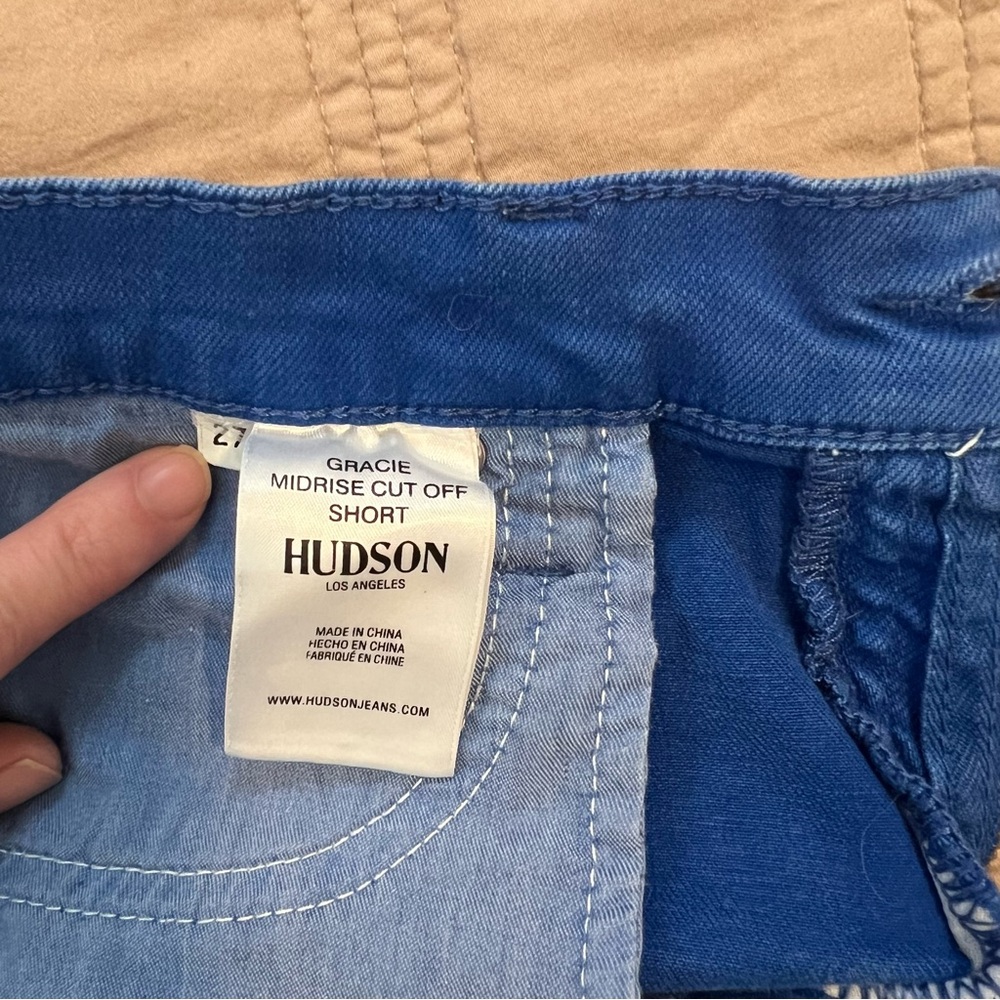 Hudson Jeans Vibrant Blue Gracie Mid Rise cut off Shorts - Picture 3 of 6